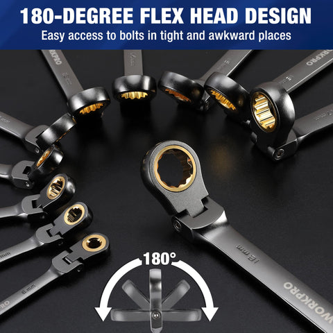 WORKPRO flex-head demonstrates 180-degree reach for tight spaces
