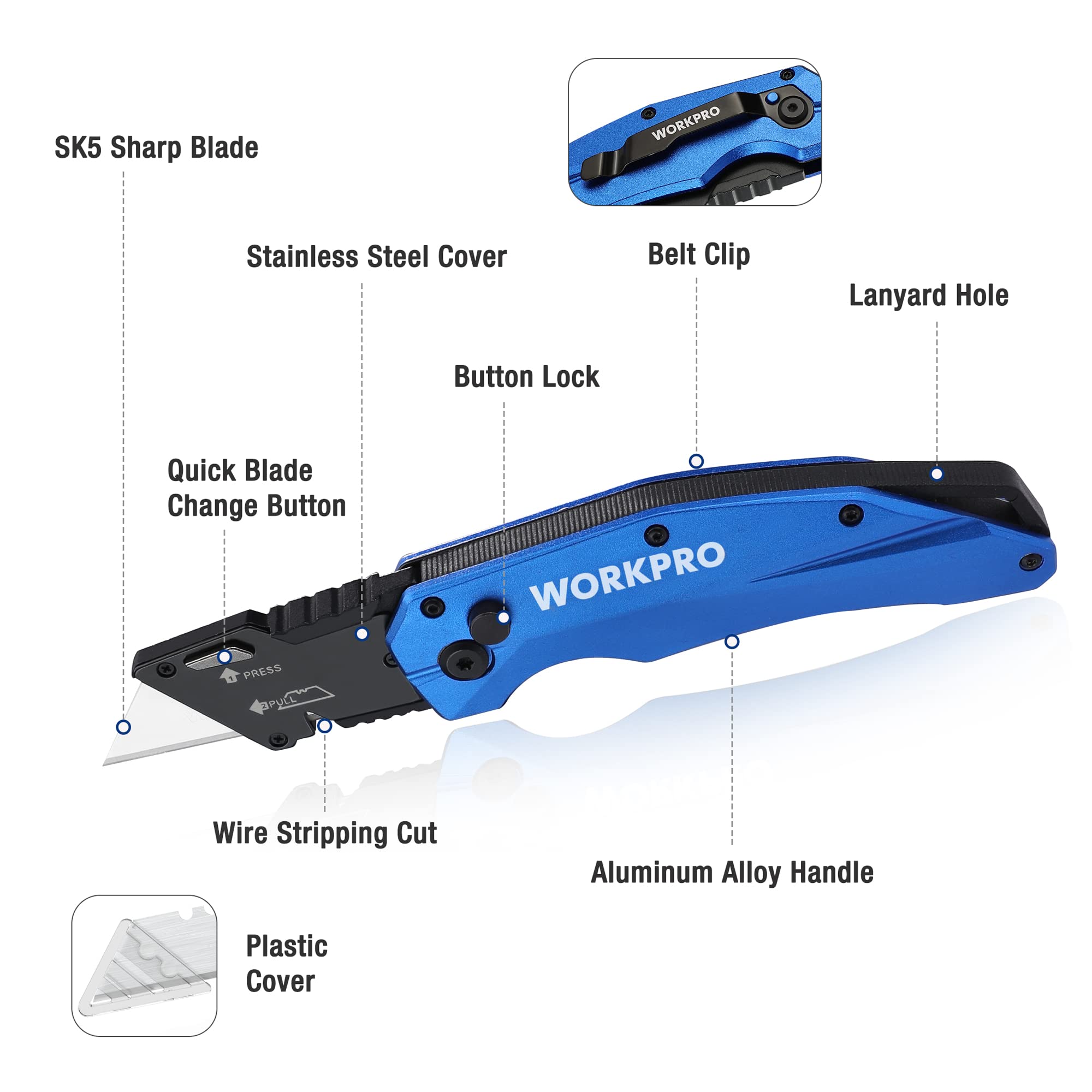 WORKPRO axis-lock shown for secure single-handed operation
