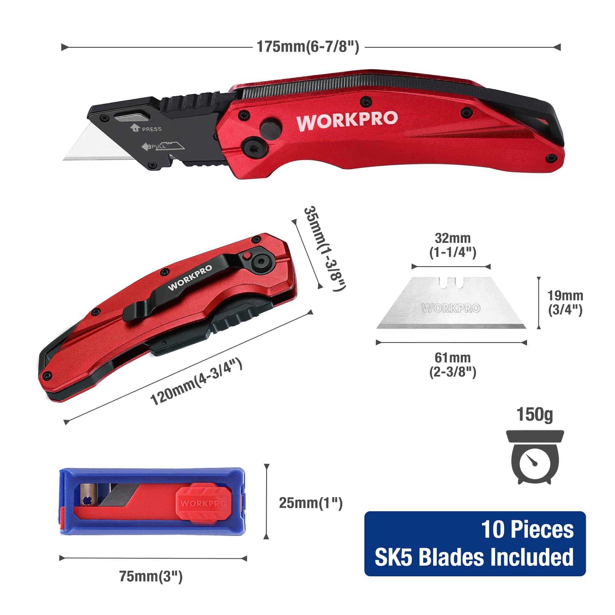 WORKPRO axis-lock mechanism enabling one-handed quick-open operation