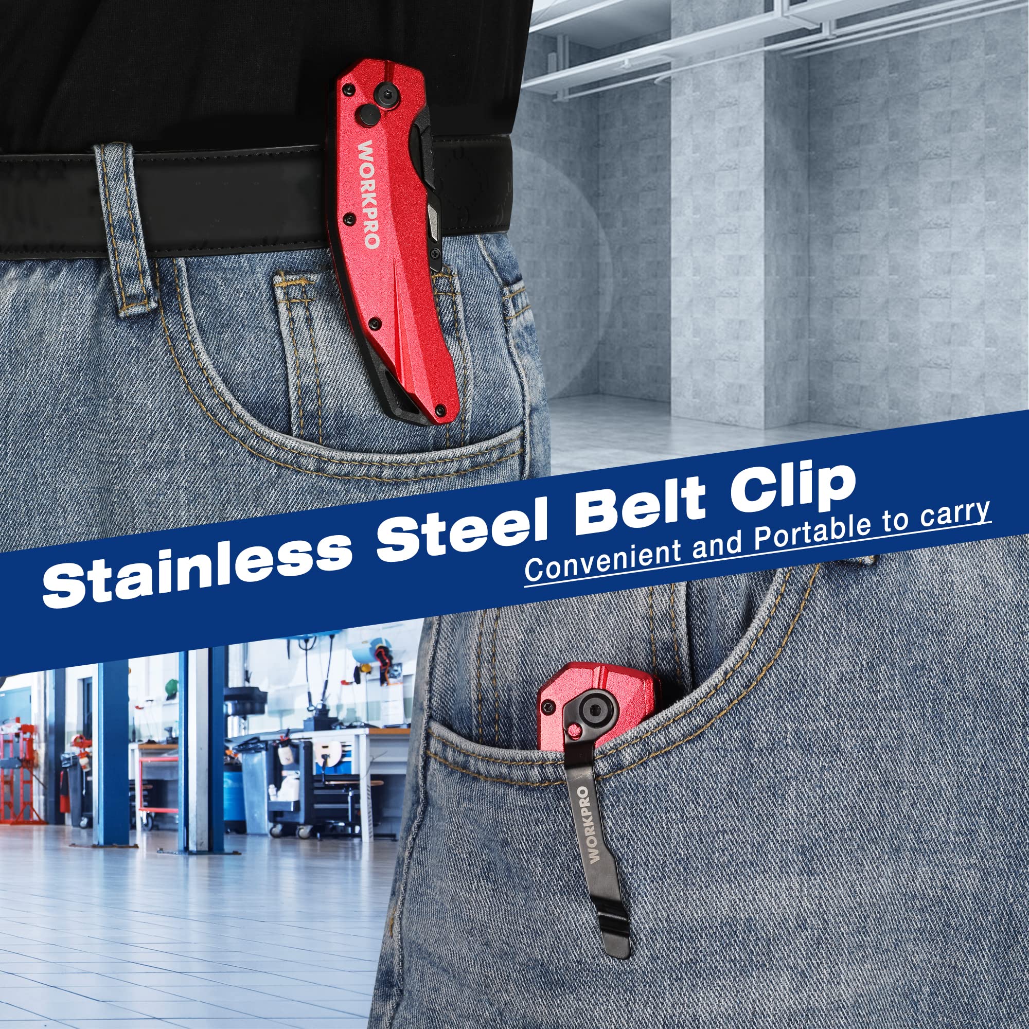 Ergonomic WORKPRO handle reduces hand fatigue during extended use