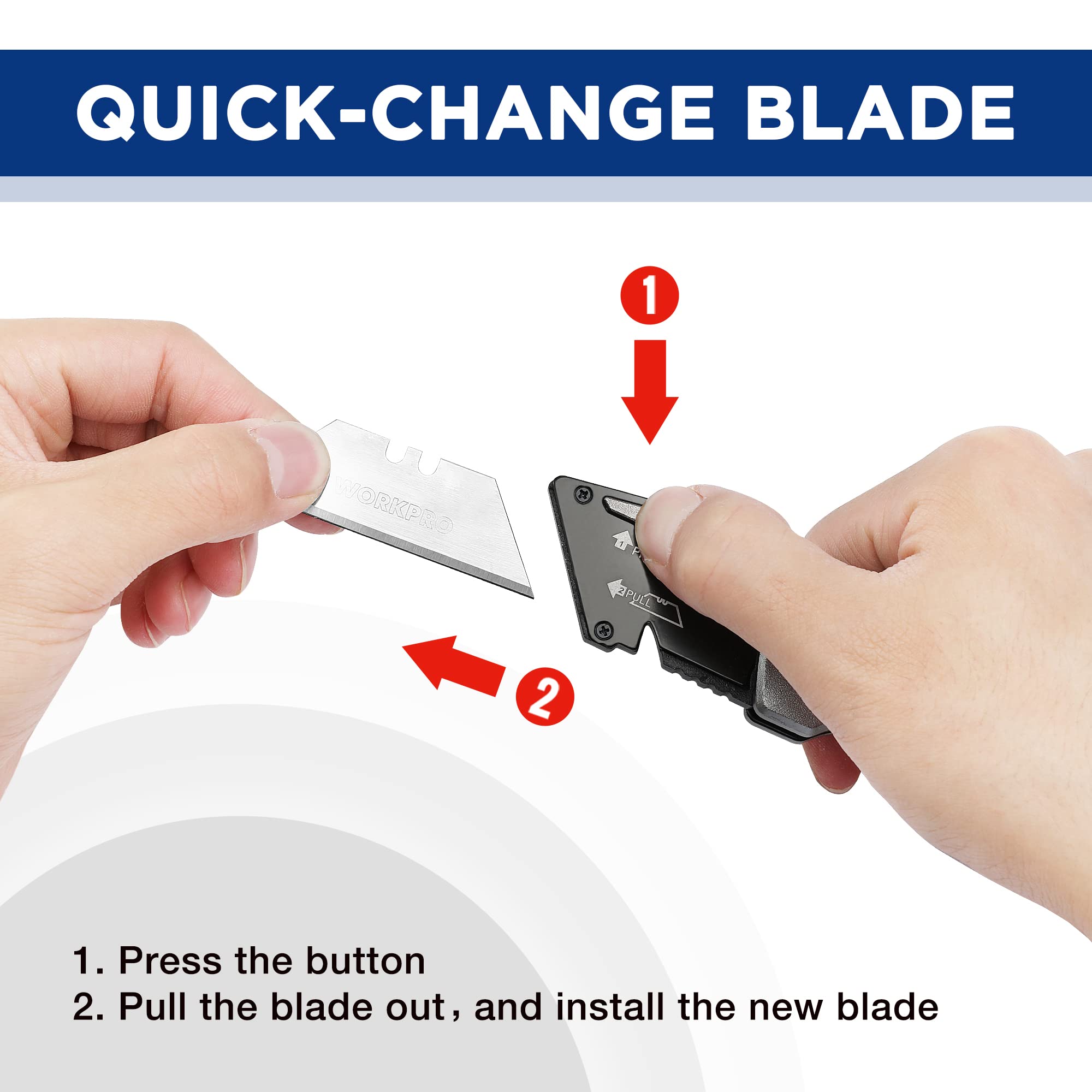 Versatile for cardboard, carpet, drywall and more tasks with WORKPRO knife.