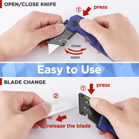 WORKPRO blade-storage design keeps spare blades secure in the handle and cases.
