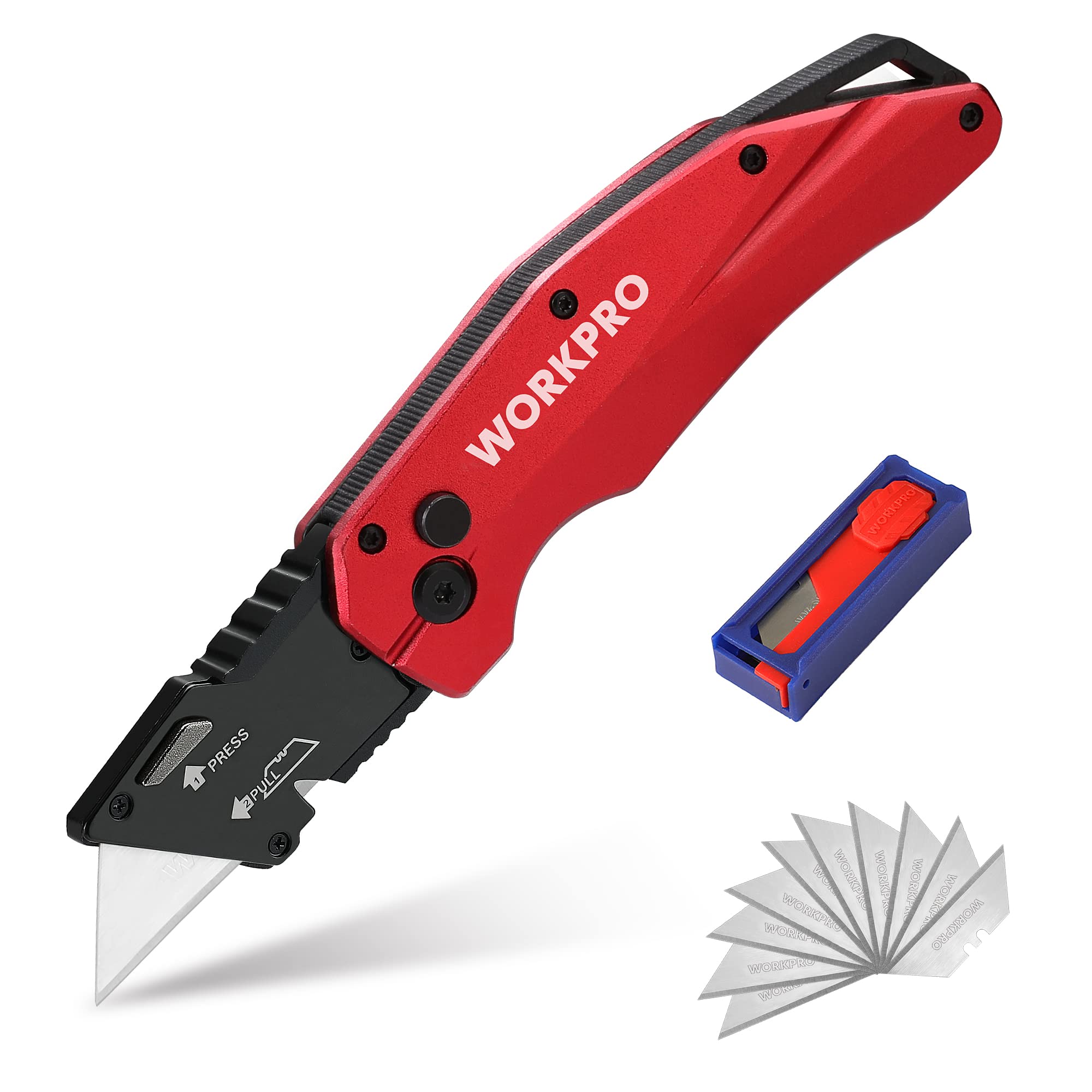 WORKPRO folding knife with heavy-duty metal body for durable cuts