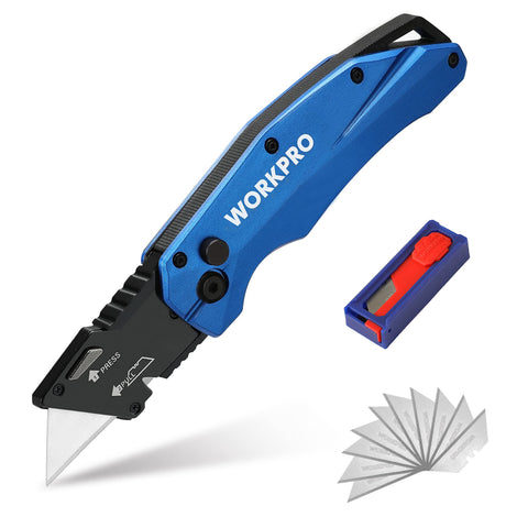 WORKPRO folding knife with heavy-duty metal body for durable cuts