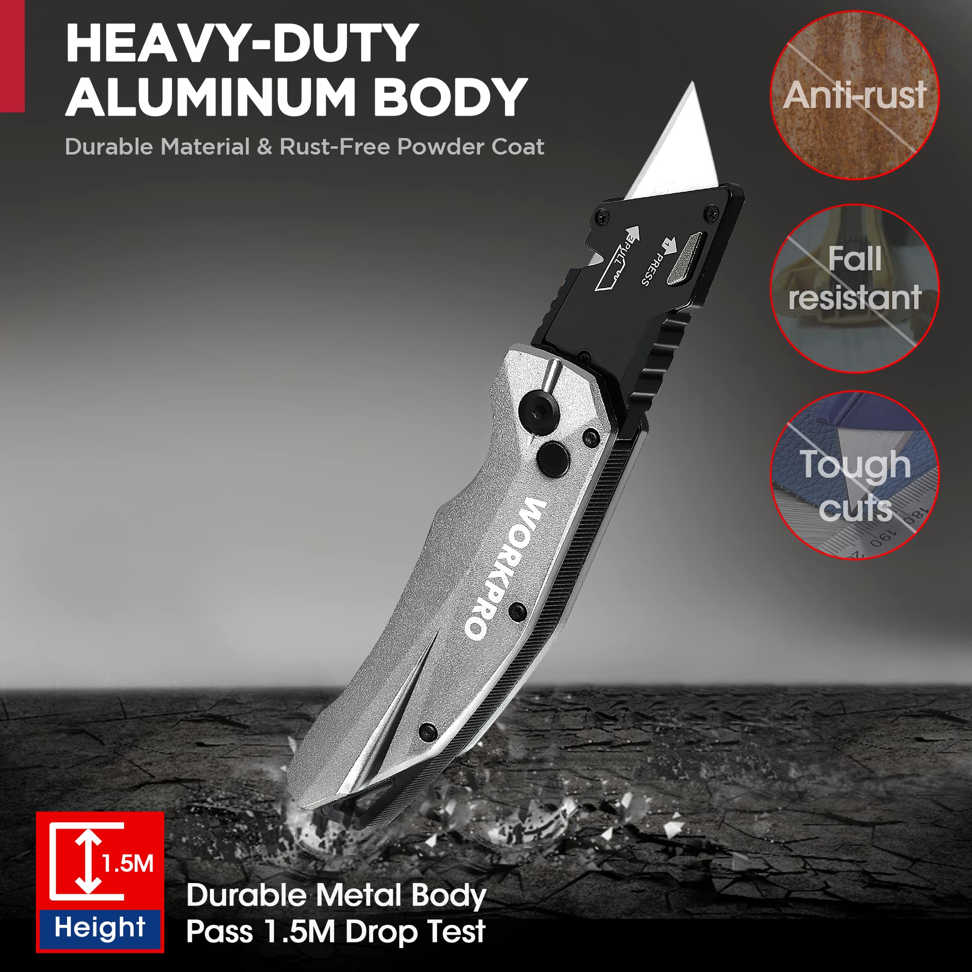 Safe lockup prevents accidental blade exposure during use with WORKPRO.