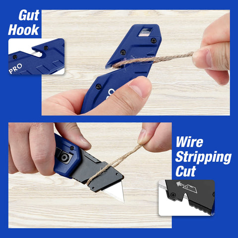 WORKPRO folding knife with wire stripper for versatile tasks without switching tools.