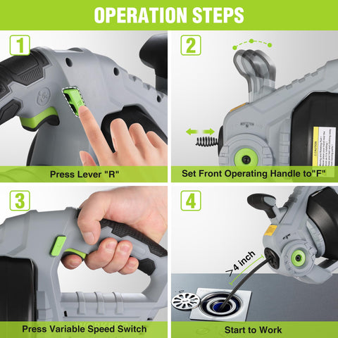 WORKPRO front operating handle provides simple forward and reverse control.
