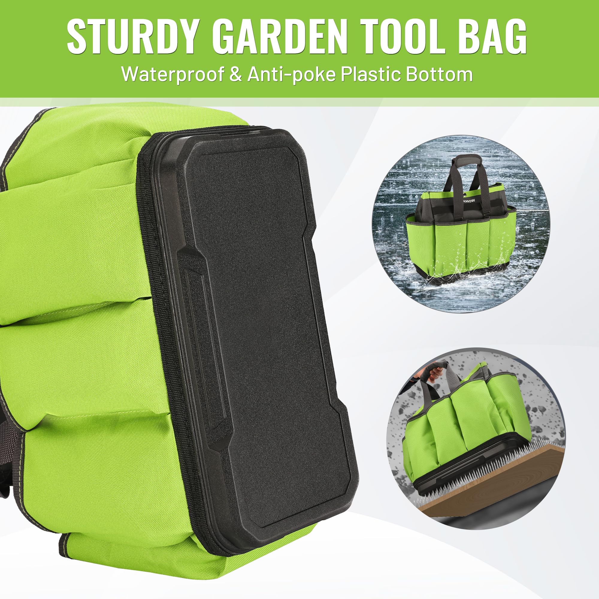 WORKPRO garden tool bag features anti-slip handle for comfortable carrying
