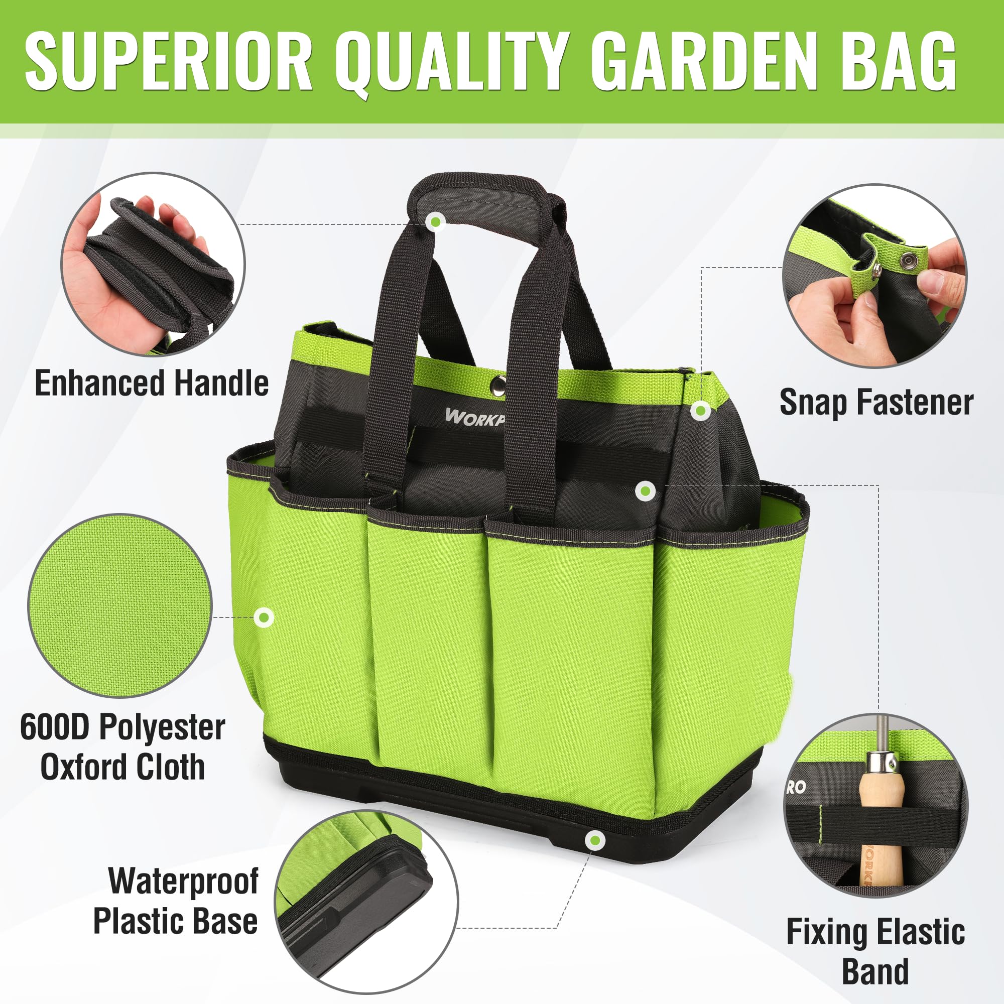 WORKPRO garden bag made of 600D fabric for durable daily use