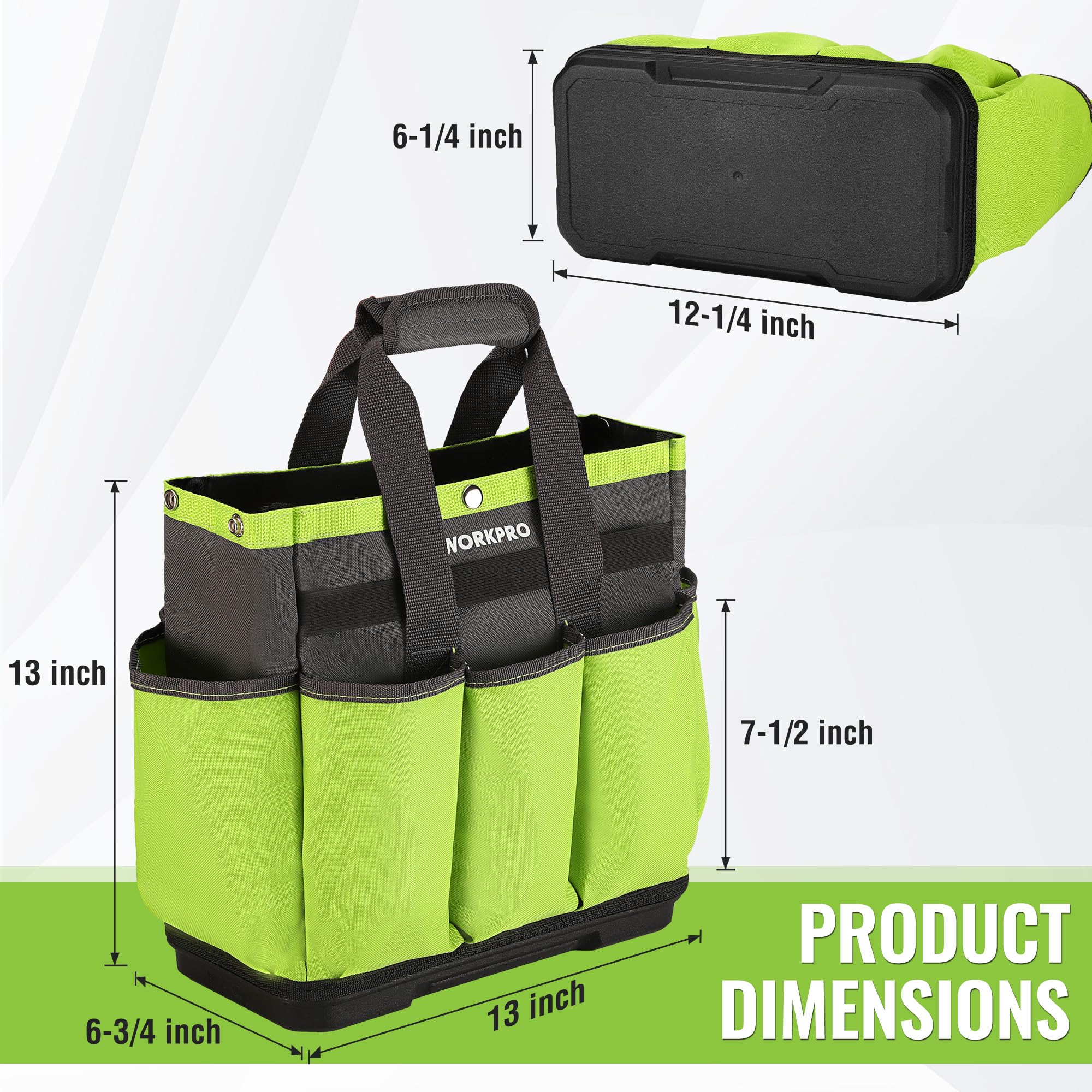 WORKPRO garden tool bag with 8 pockets organizes tools efficiently