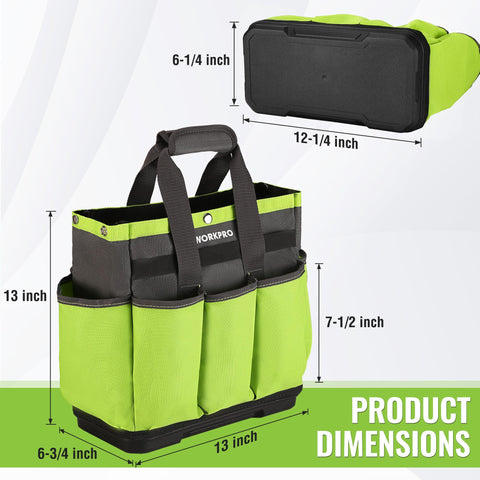 WORKPRO garden tool bag with 8 pockets organizes tools efficiently