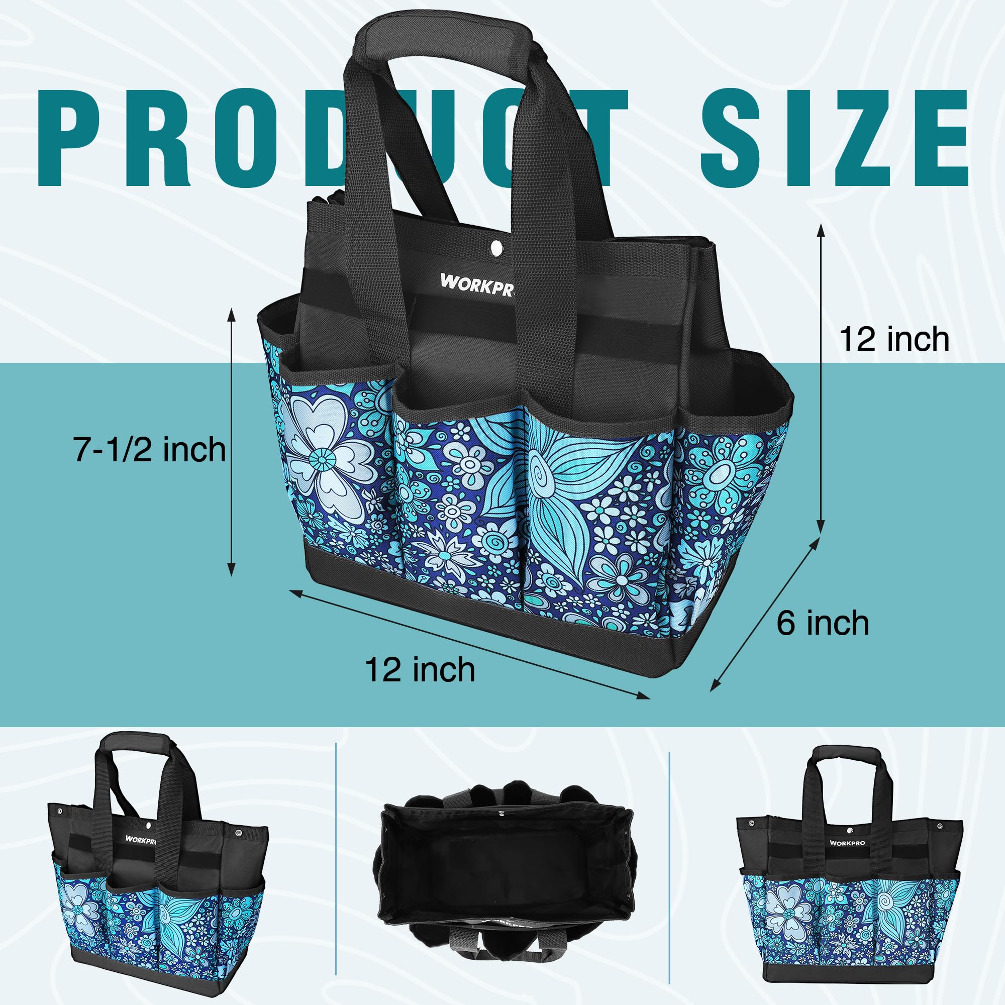 Seven front and two side pockets offer ample storage space.