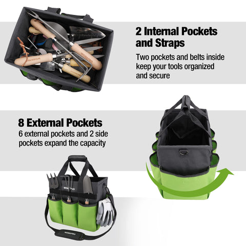 WorkPro garden tool bag with adjustable shoulder strap for comfortable carry