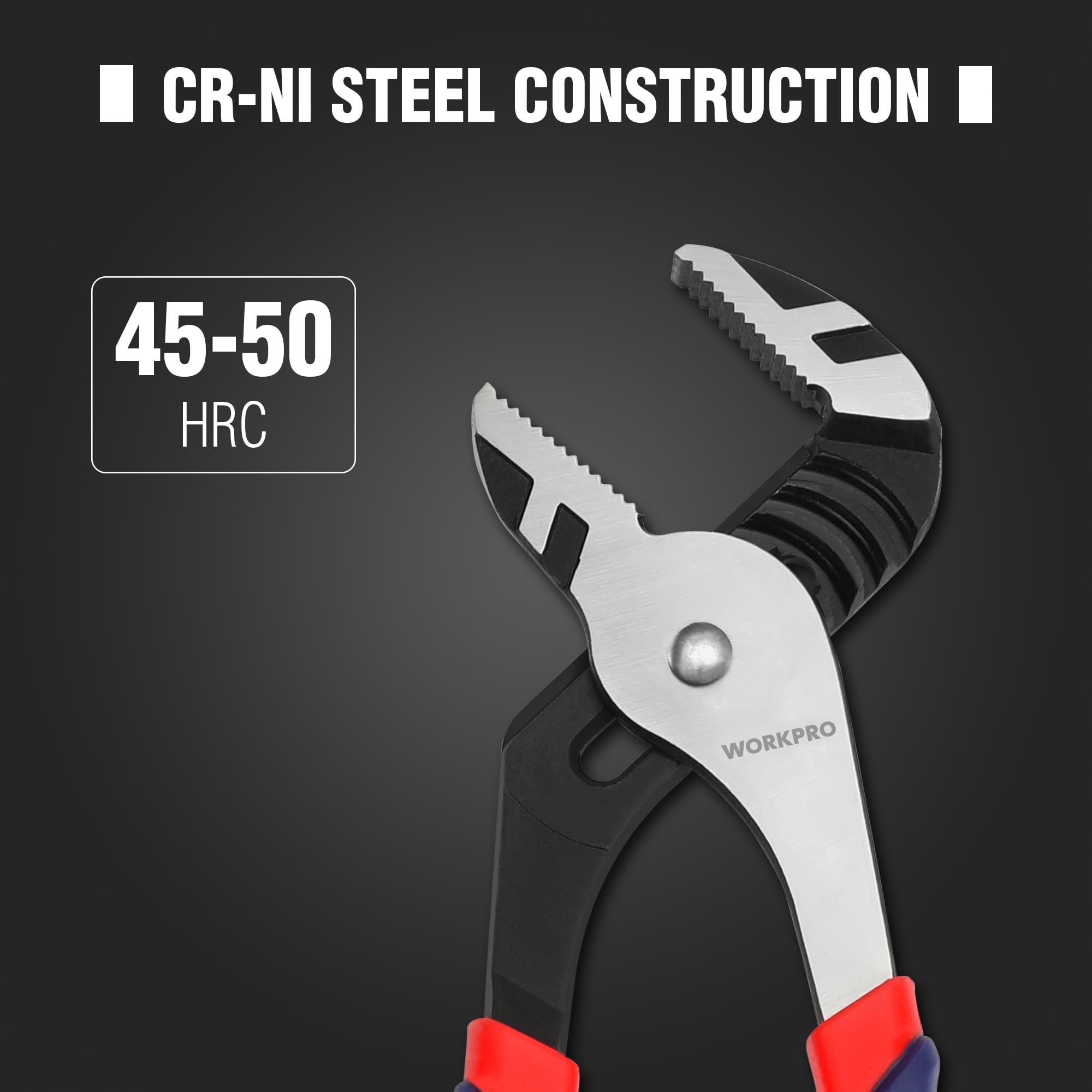 WORKPRO 10-inch groove joint plier handles bolts and nuts with confidence.