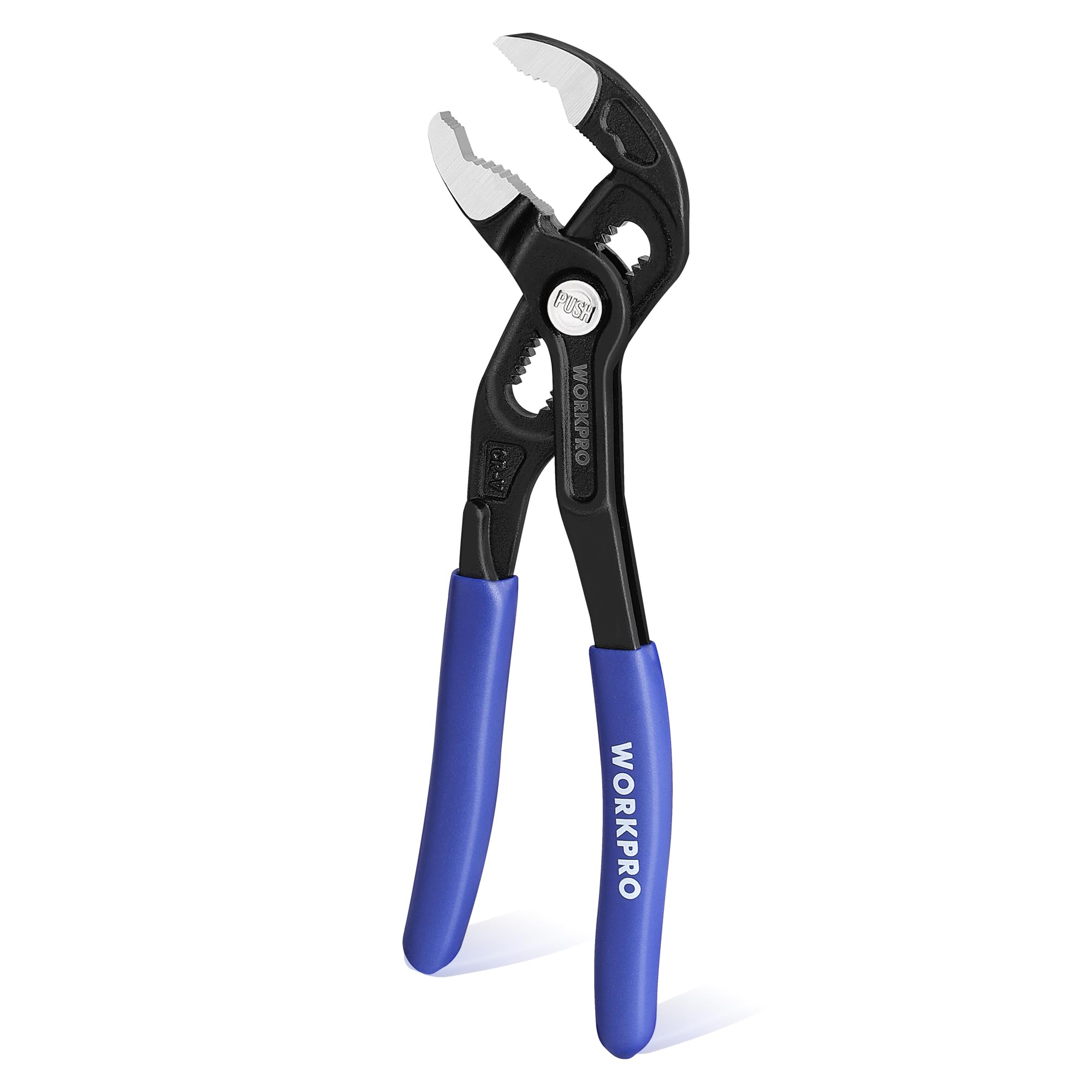 WORKPRO Groove Joint Pliers with 7-inch opening for pipes and fittings.