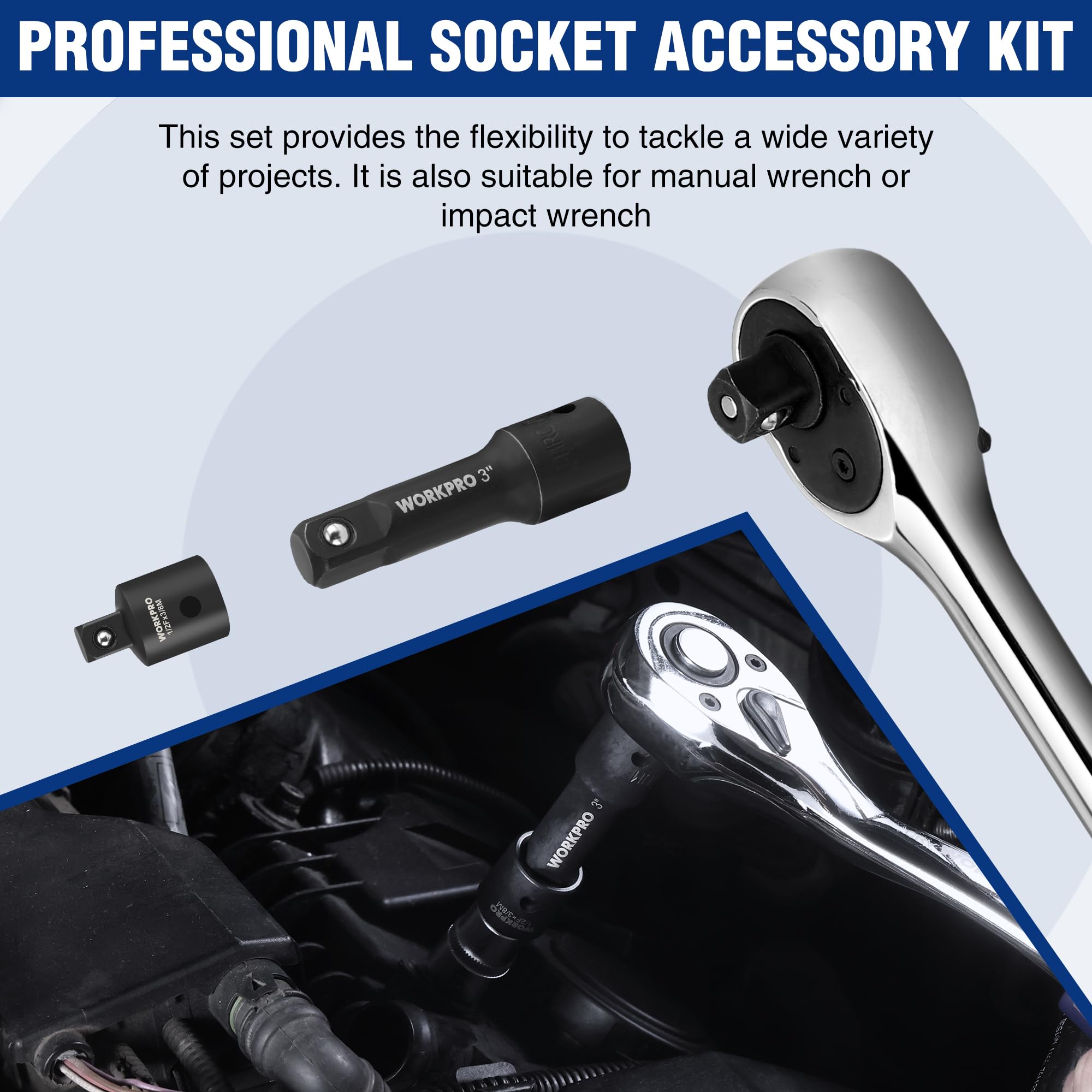 WORKPRO hex shank adapter for 1/2" drive tools