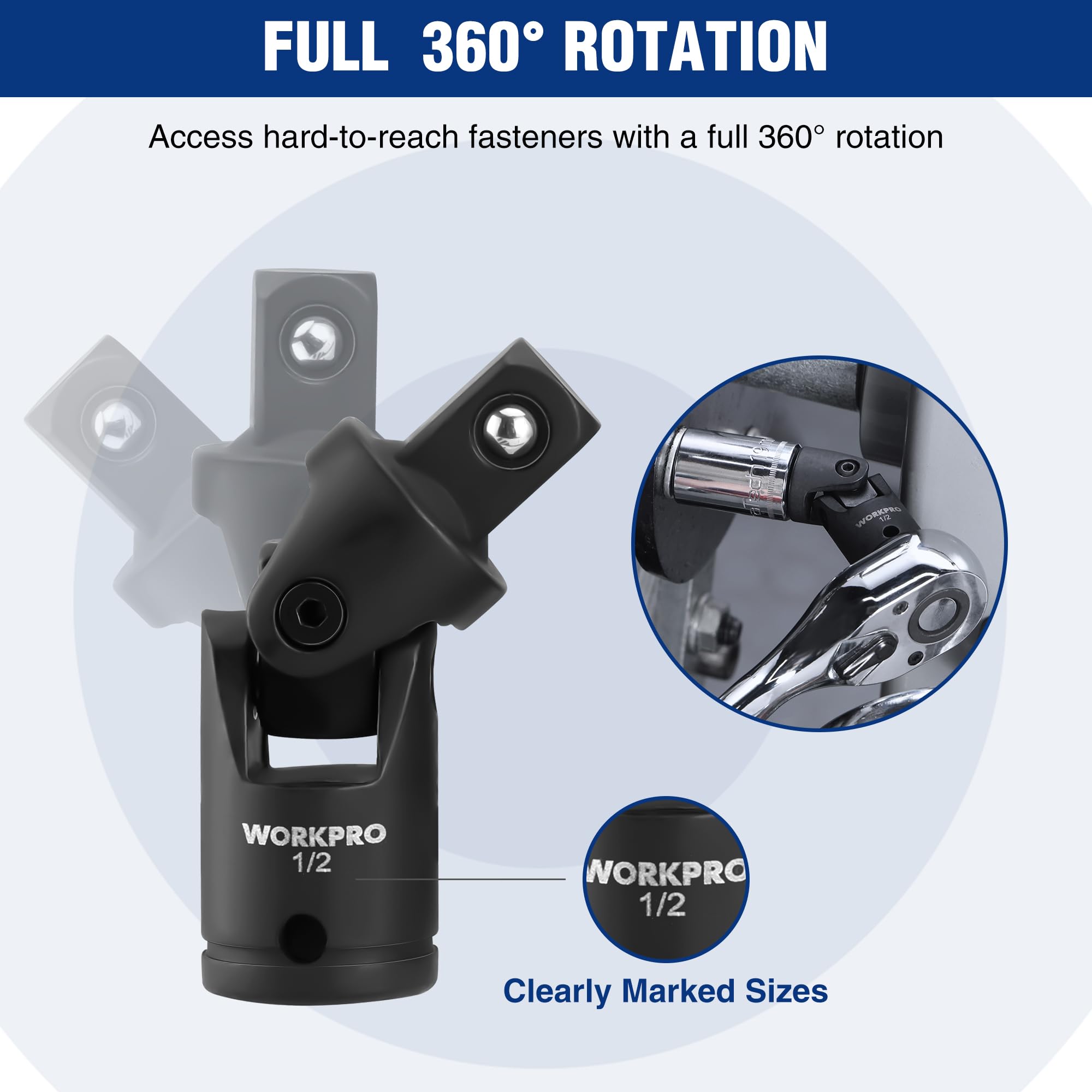 WORKPRO half-inch drive socket adapter for compatibility