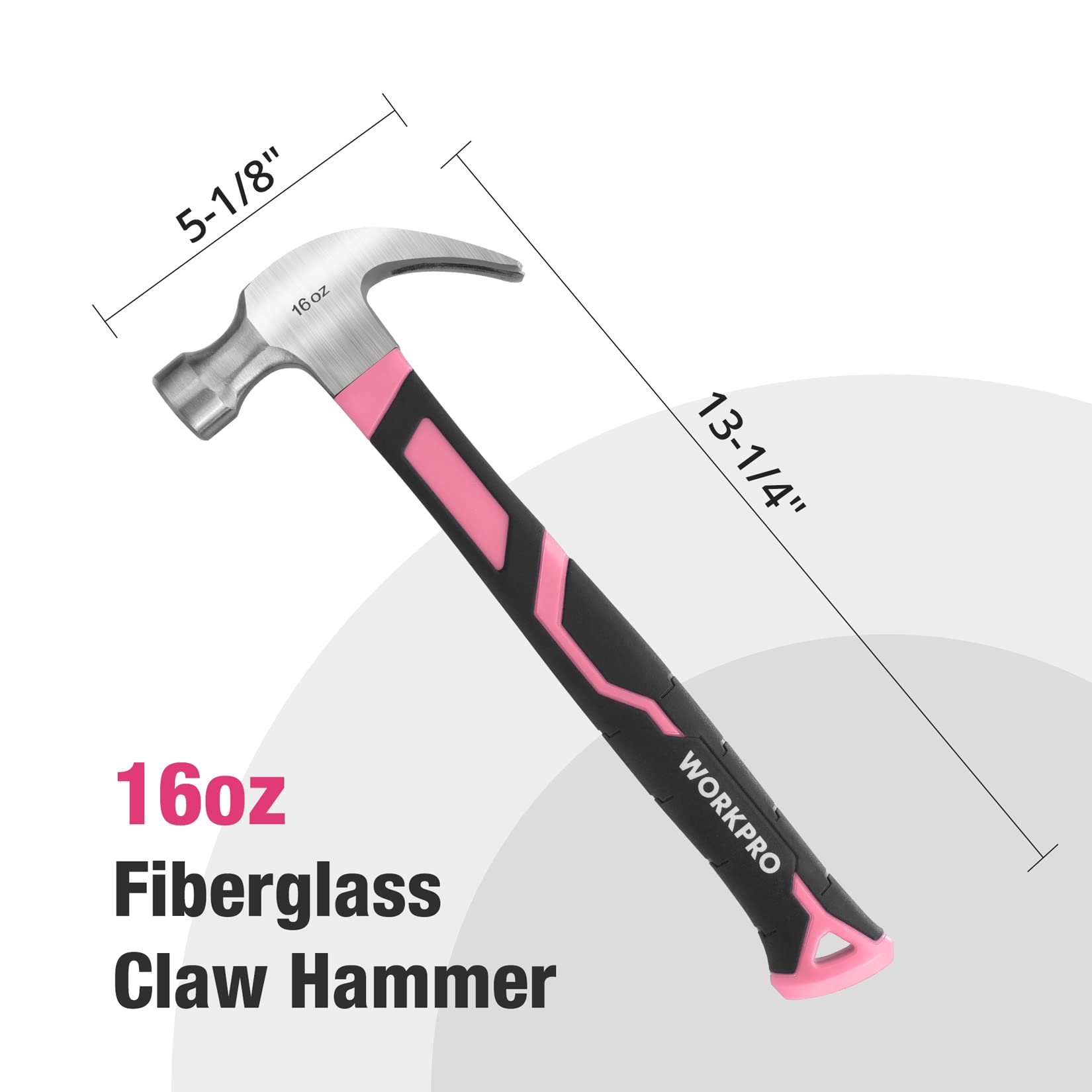 WORKPRO hammer face polished for smooth impact and nail driving
