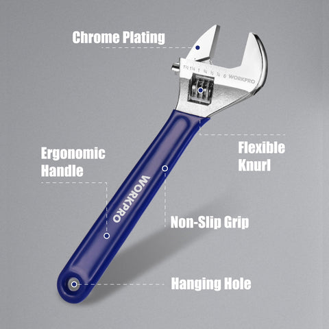 WORKPRO hanging hole design keeps tools organized in the workshop.