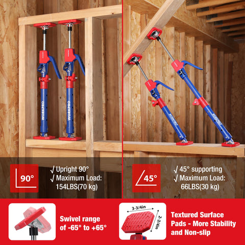 WORKPRO heavy-duty pole with rotating head and non-slip pads