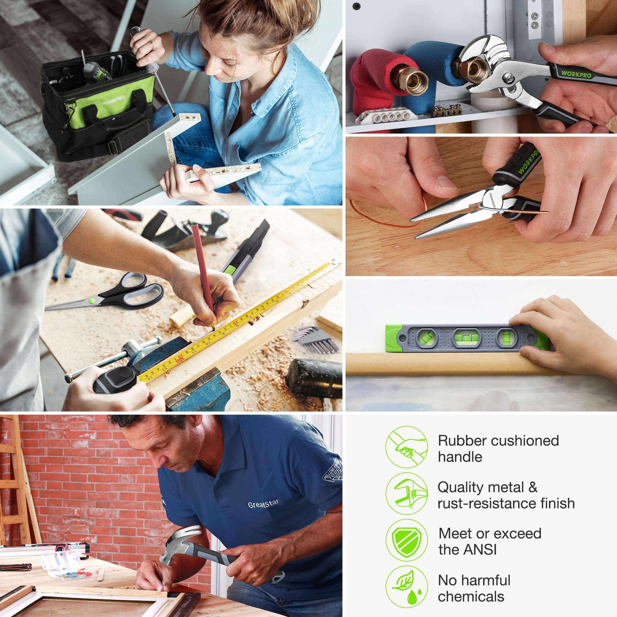 WorkPro home repair tools kit supports DIY projects.
