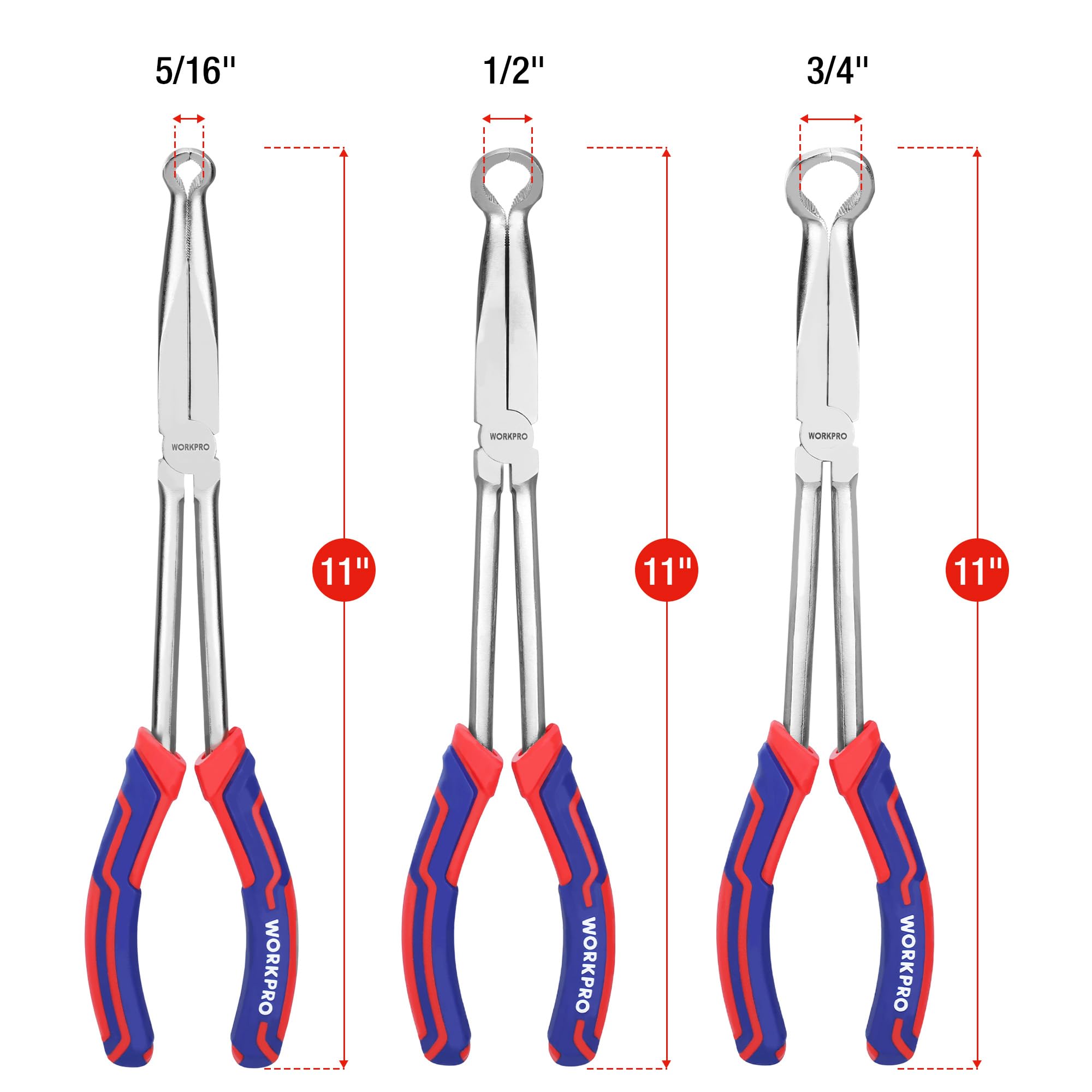 WORKPRO 11-inch long reach design aids access to hard-to-reach spots