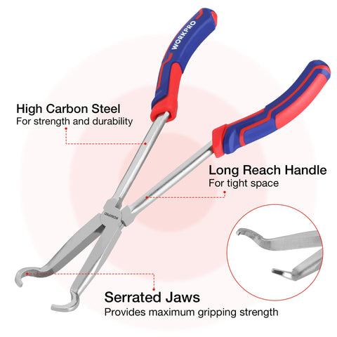 WORKPRO hose gripper pliers with one-half-inch jaws for medium components in restricted areas
