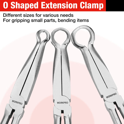 WORKPRO hose gripper pliers with three-quarter-inch jaws secure larger parts behind obstacles