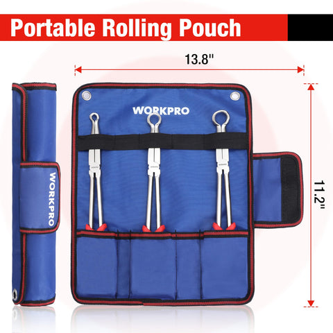 Tri-color TPR handles on WORKPRO pliers reduce fatigue during long tasks