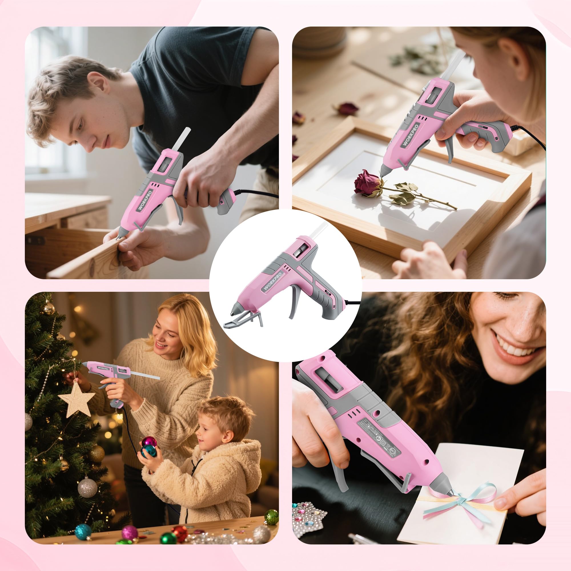 WORKPRO Glue Gun Kit Packaging offers an all-in-one craft solution