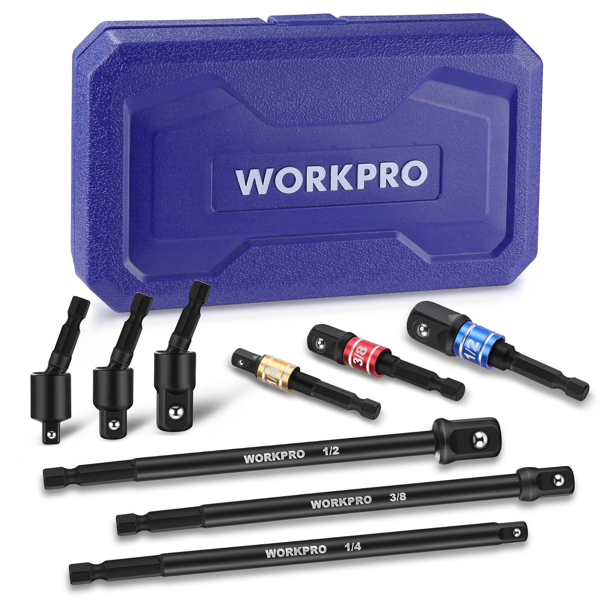 WorkPRO basic 1/4-drive adapter for fast, secure bit changes.