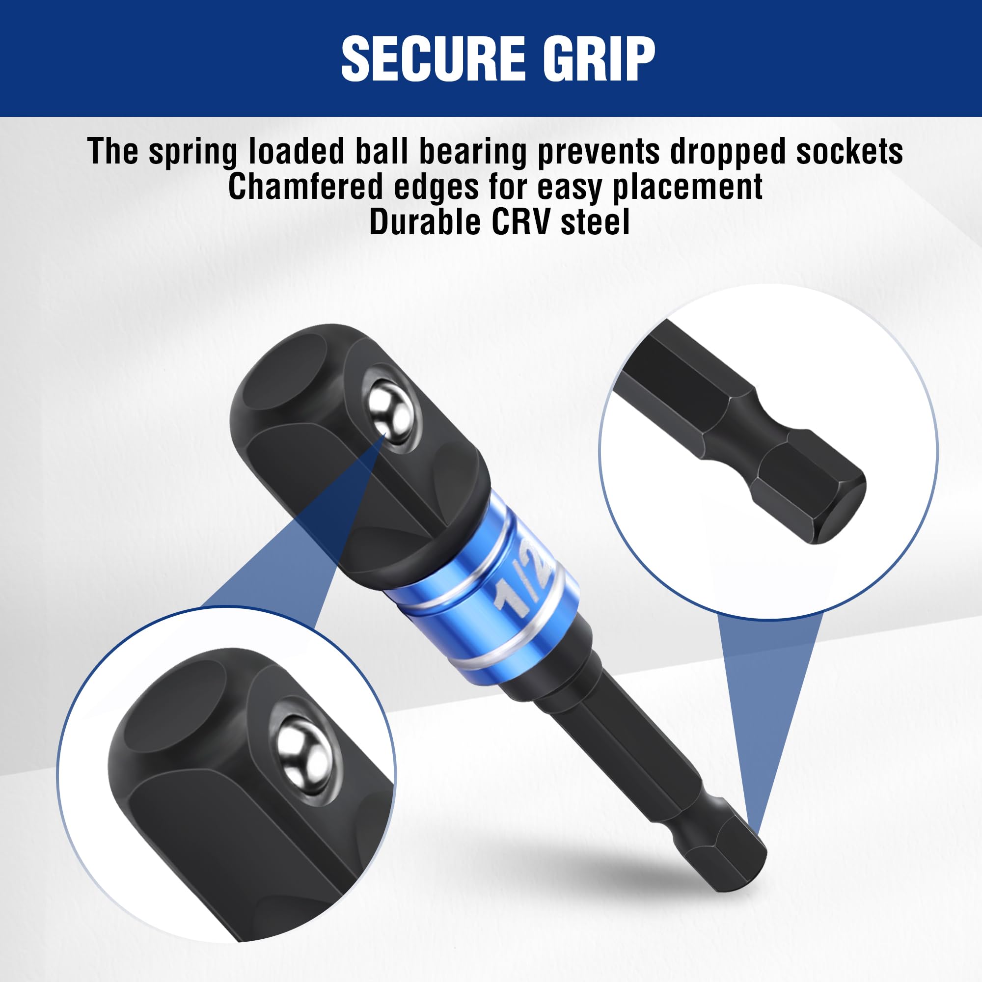 WorkPRO swivel 3/8-drive adapter enables access in tight spots.