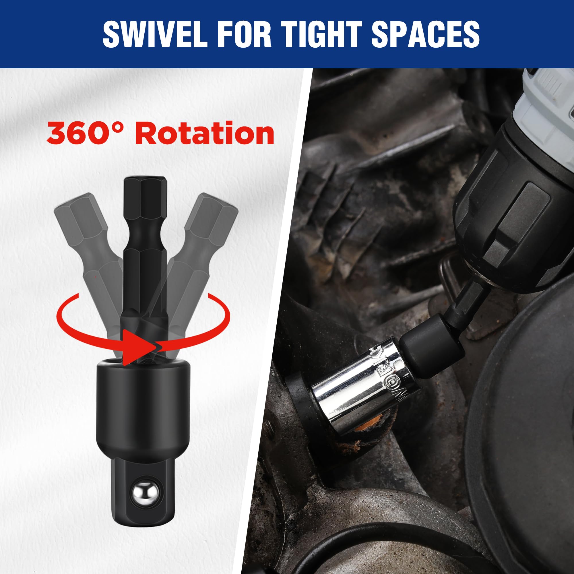 WorkPRO long extension 1/4-drive adapter increases reach for assemblies.