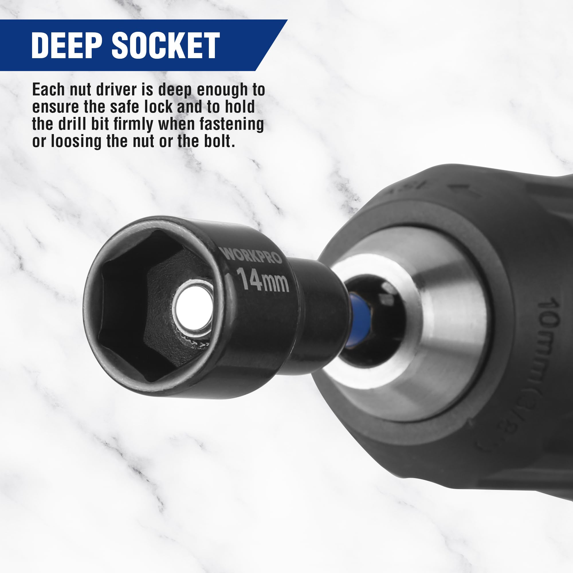 WorkPRO in-use with impact driver for secure fastener grip.