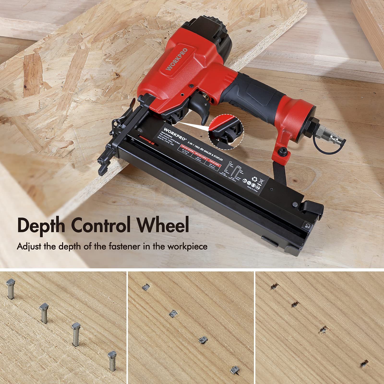 WORKPRO includes 400 brad nails and 300 staples for immediate use