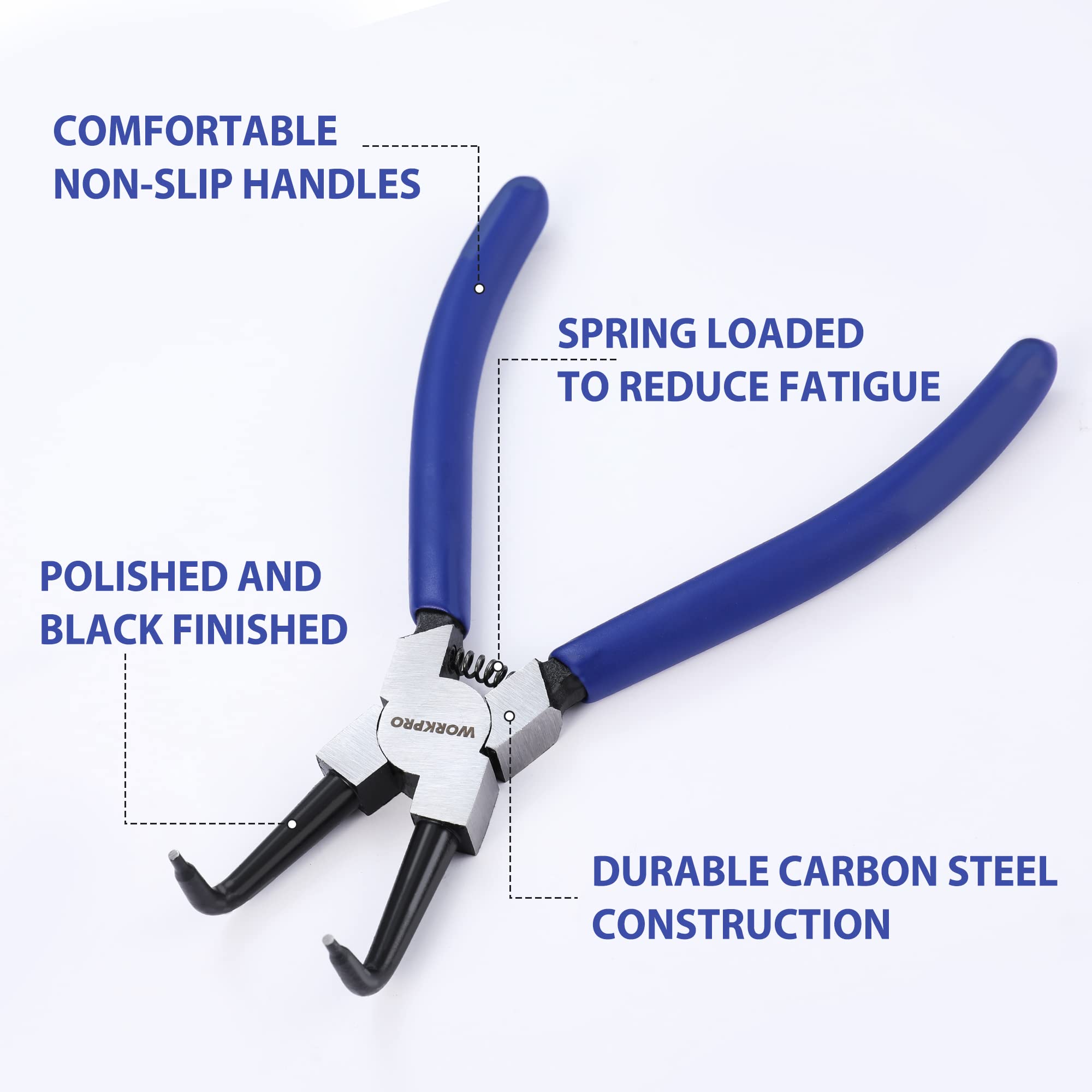WORKPRO internal 90-degree bent jaw pliers reaching tight spaces.