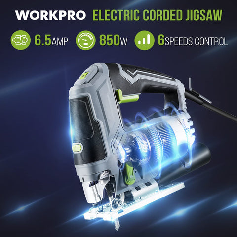 WORKPRO jigsaw LED light illuminates dark work areas for accurate cuts