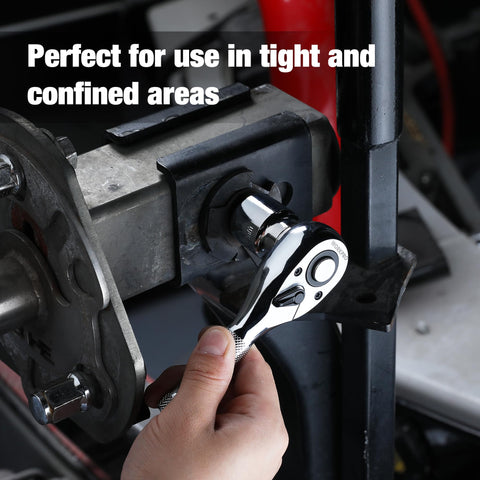 WORKPRO knurled handle for secure grip in confined spaces.