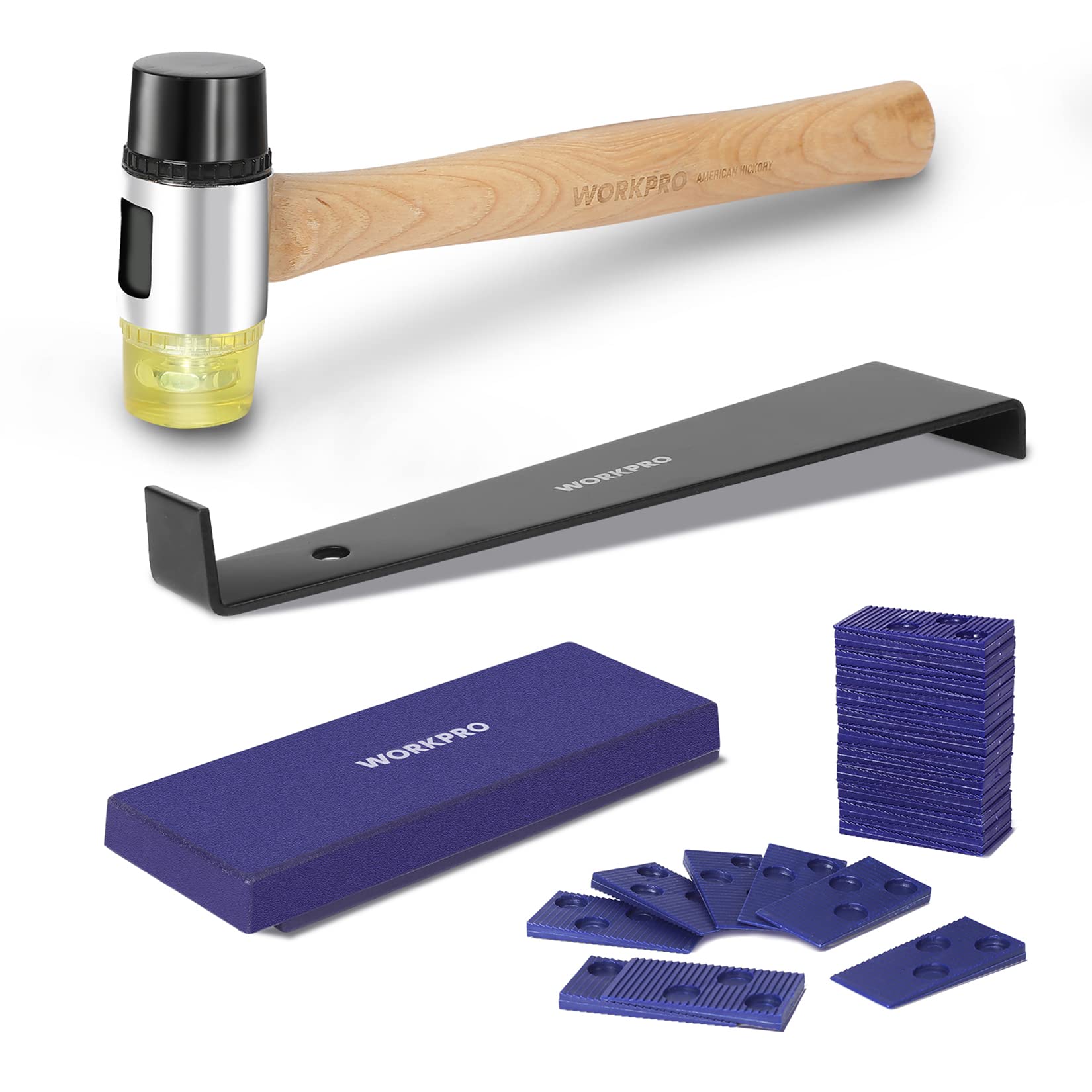WORKPRO laminate installation kit mallet in action for damage-free tapping