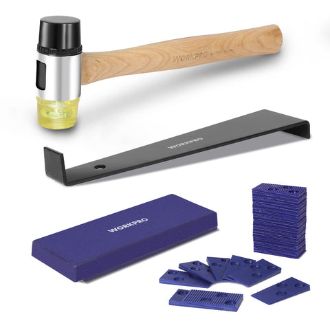 WORKPRO laminate installation kit mallet in action for damage-free tapping