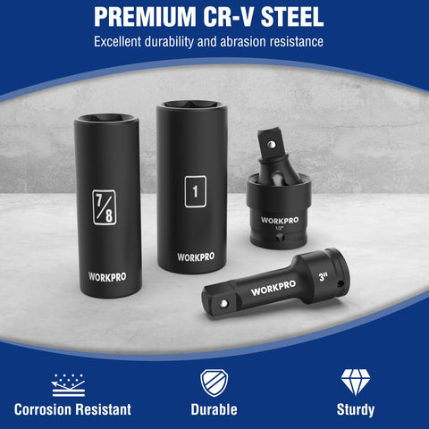 WorkPro laser-etched size markings for quick identification.