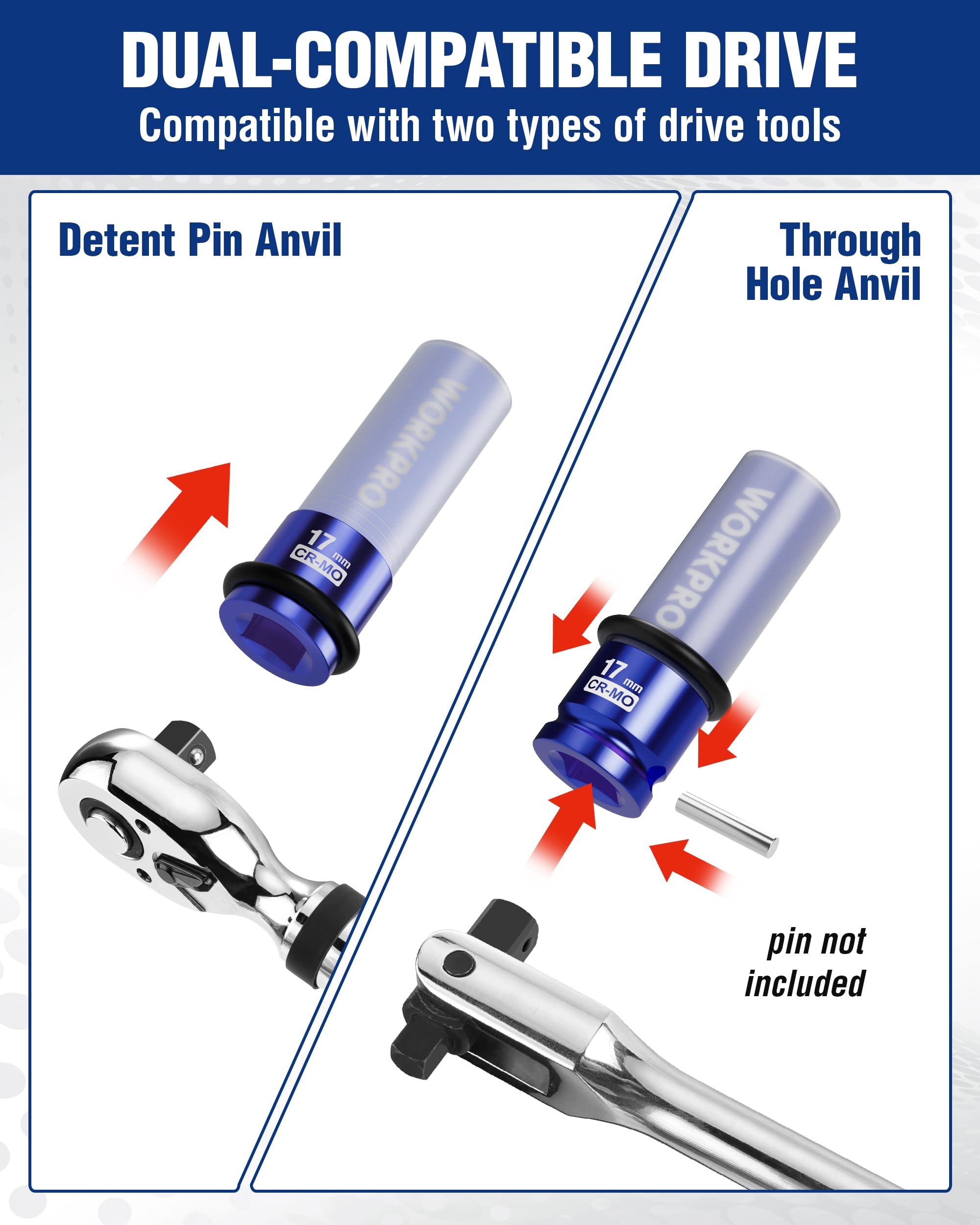 WORKPRO laser-etched sizes resist wear for easy ID