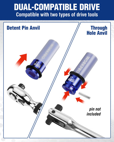WORKPRO laser-etched sizes resist wear for easy ID