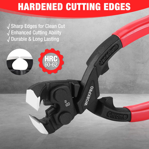 WORKPRO laser-hardened cutting edges provide precise snips
