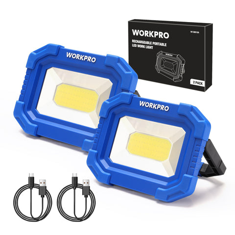 WORKPRO LED work light with COB beam for bright task visibility.
