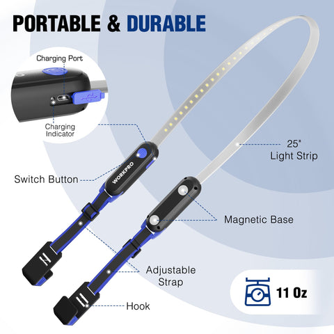 WORKPRO LED work light shows three modes for adaptable garage lighting.