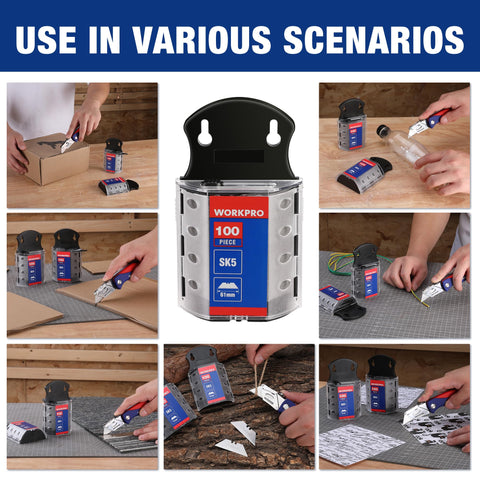 WORKPRO lightweight plastic box designed for portable blade storage.