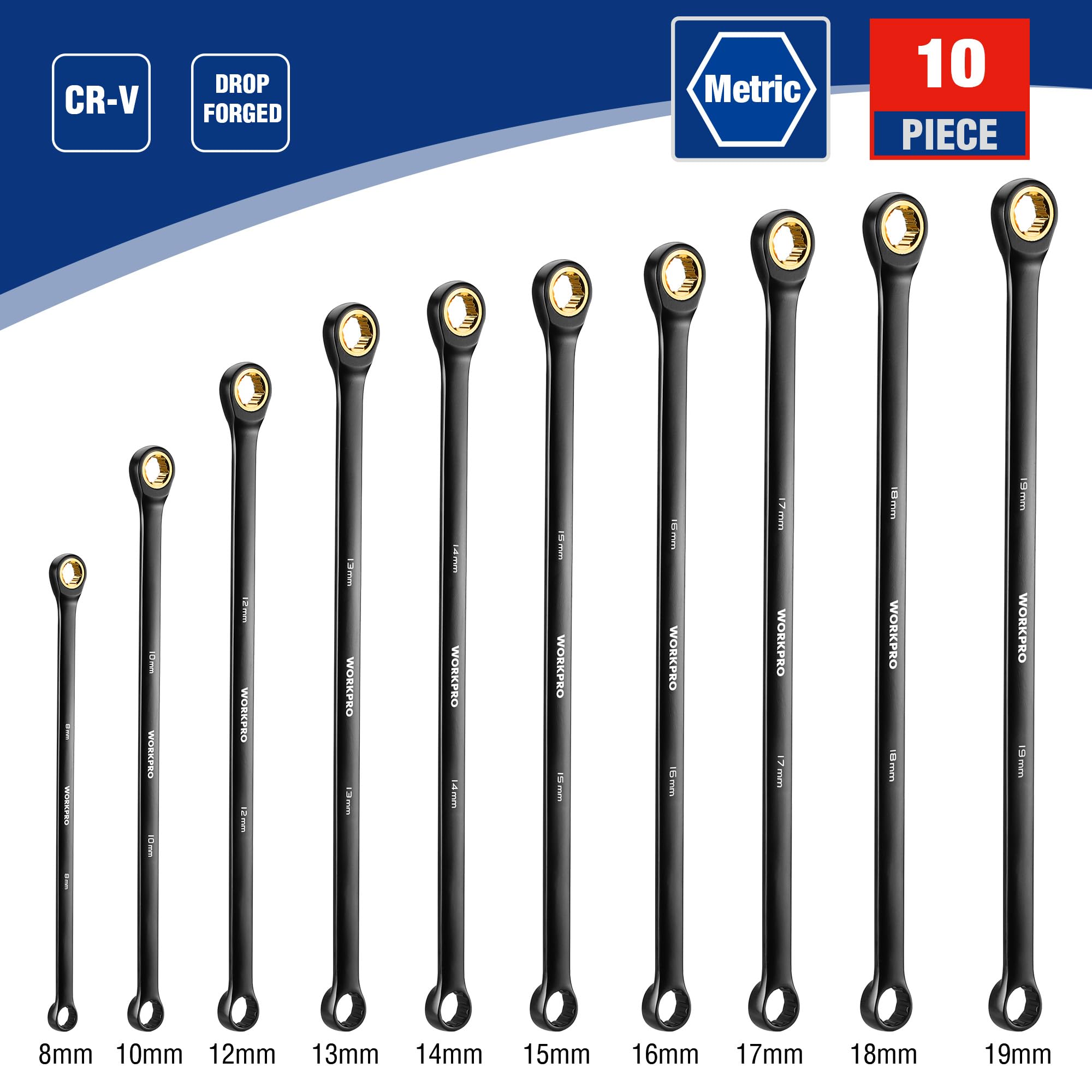 WORKPRO long-handle wrenches provide extra torque in tight spaces