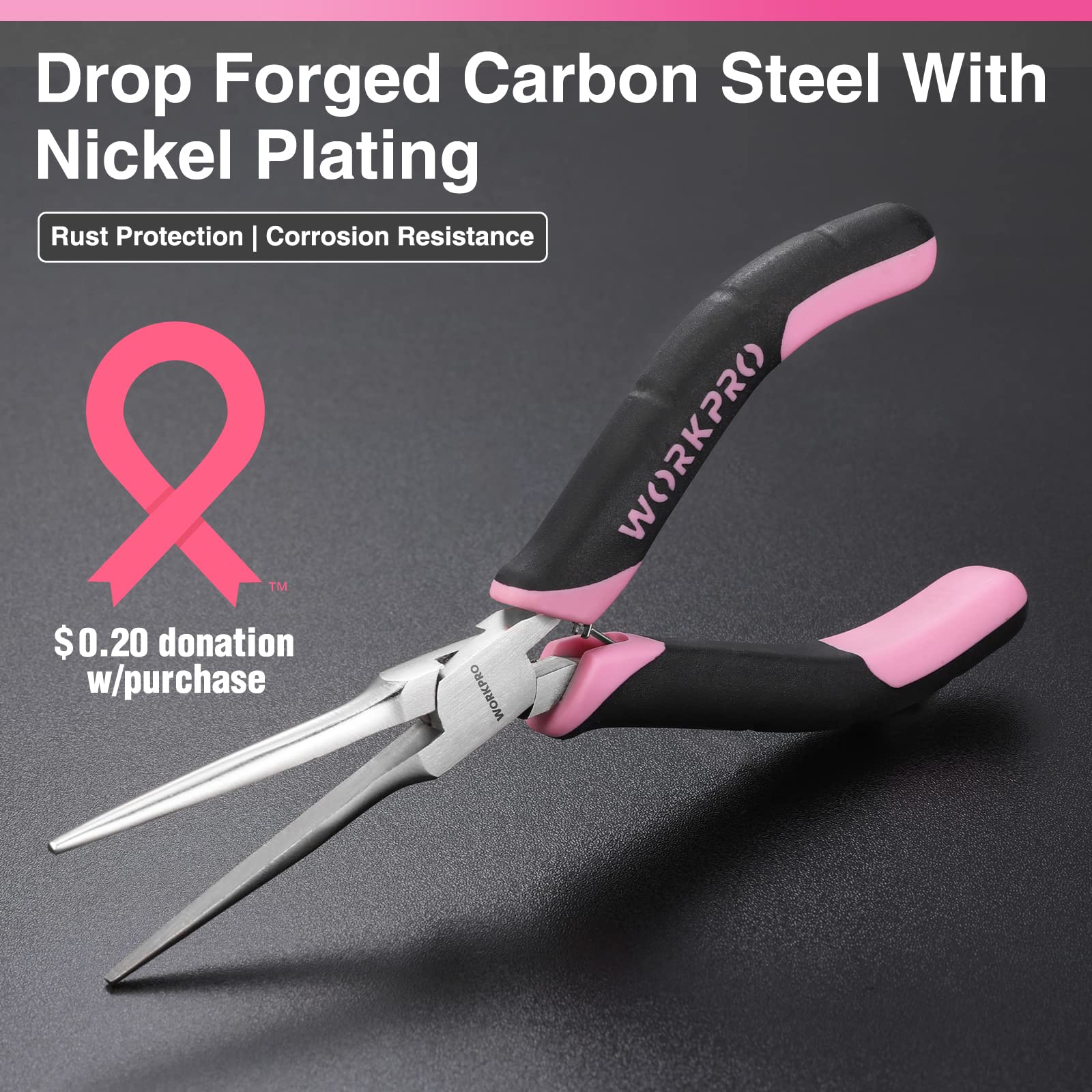 WORKPRO long nose mini plier close-up showcasing precise reach