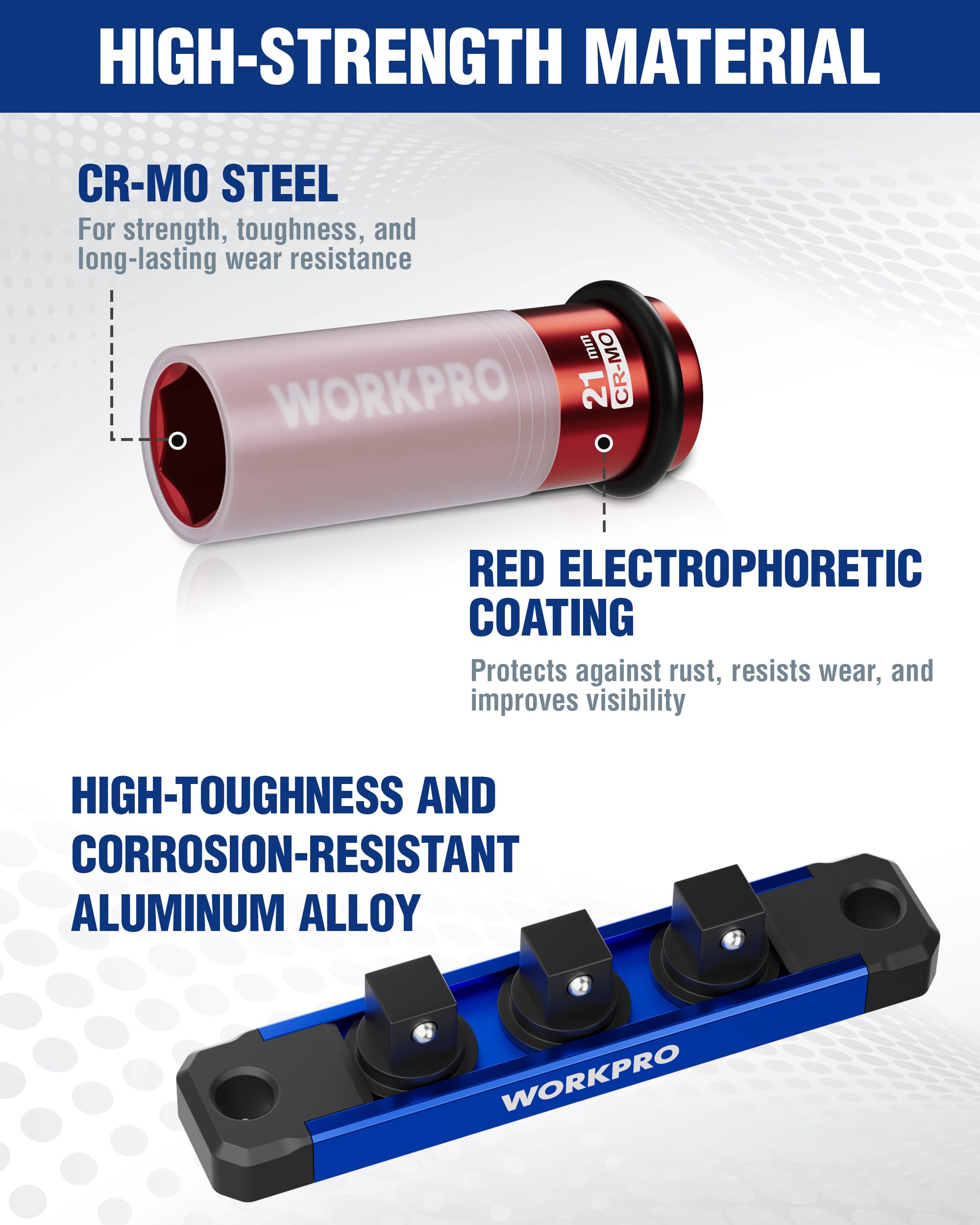 WORKPRO lug nut socket 21mm deep with non-marring protection